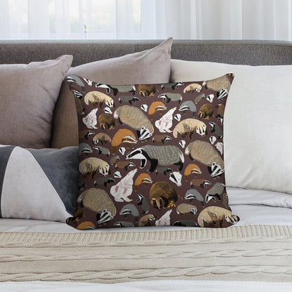 European Badger Soft Short Plush Fabric Throw Pillow