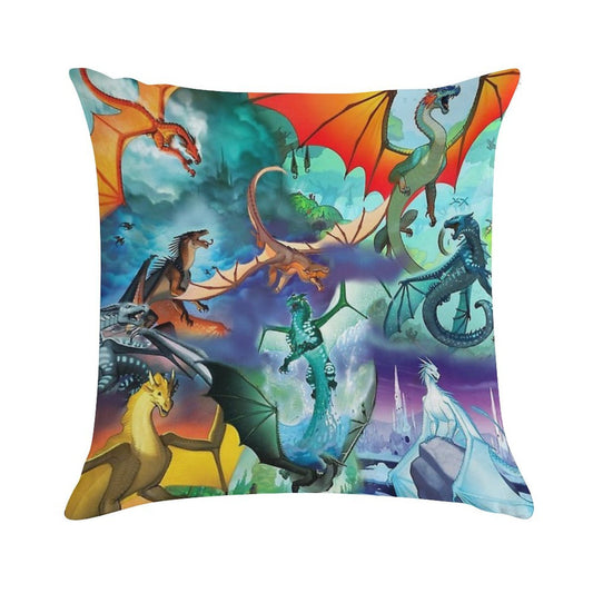 Wing of Fire All Dragon Pattern Background Soft Reinforced Edging Throw Pillow