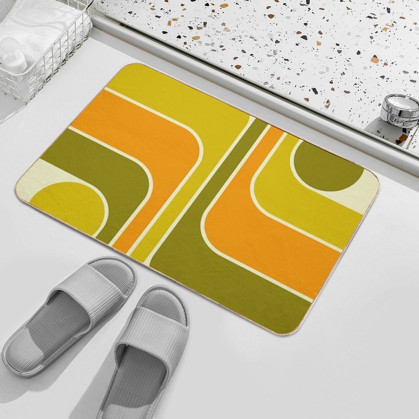 Retro Geometric Design 674  Absorbent Bath Mat