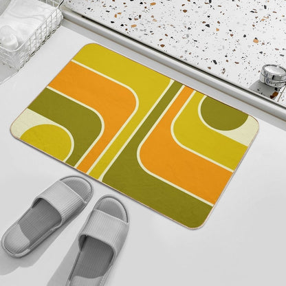 Retro Geometric Design 674  Absorbent Bath Mat