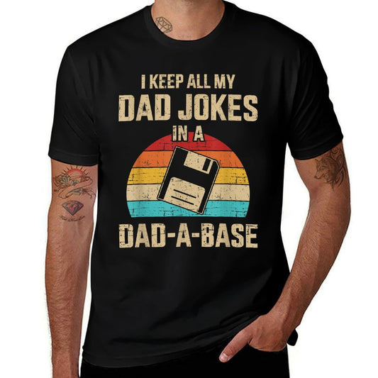 Funny Dad Jokes in Dad-a-base Vintage for Fathers Day  Lightweight T-Shirt