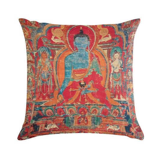 Mandala 140 Blue Medicine Buddha Soft Easy Maintenance Throw Pillow