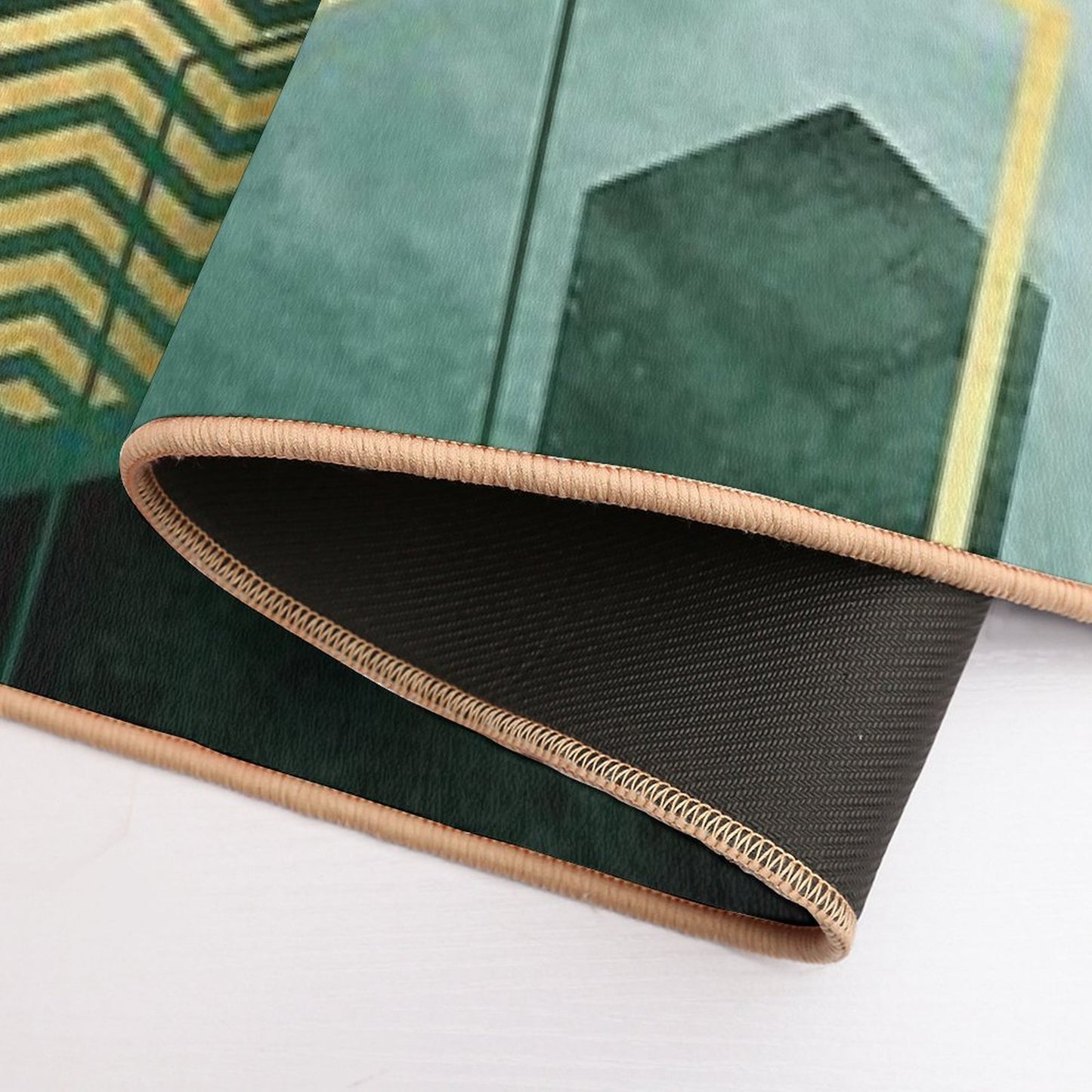 Emerald Green Geo  Dirt-Trapping Bath Mat