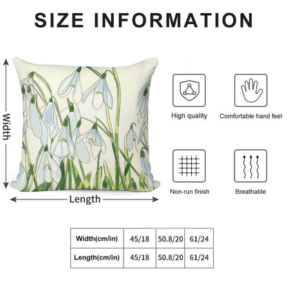 Snowdrops Watercolour Painting Soft High-Density Material Throw Pillow