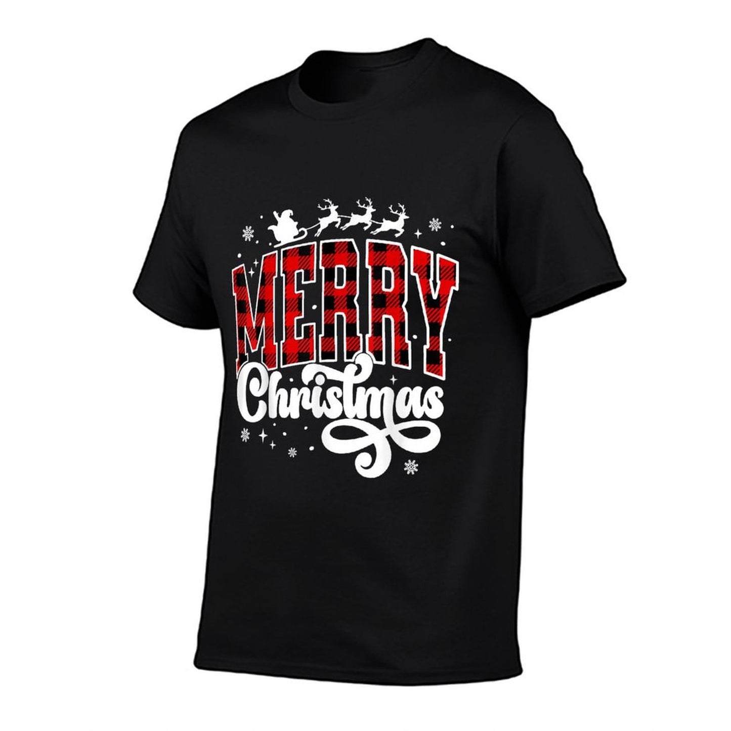 Merry Christmas Buffalo Plaid Red Santa Family Xmas Pajamas  Graphic-printed T-Shirt