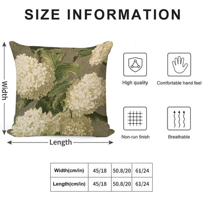 Vintage Victorian White Hydrangea Floral Soft Fade-Resistant Throw Pillow