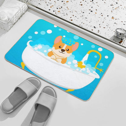 Corgi Taking A Bath  Pet-Safe Bath Mat