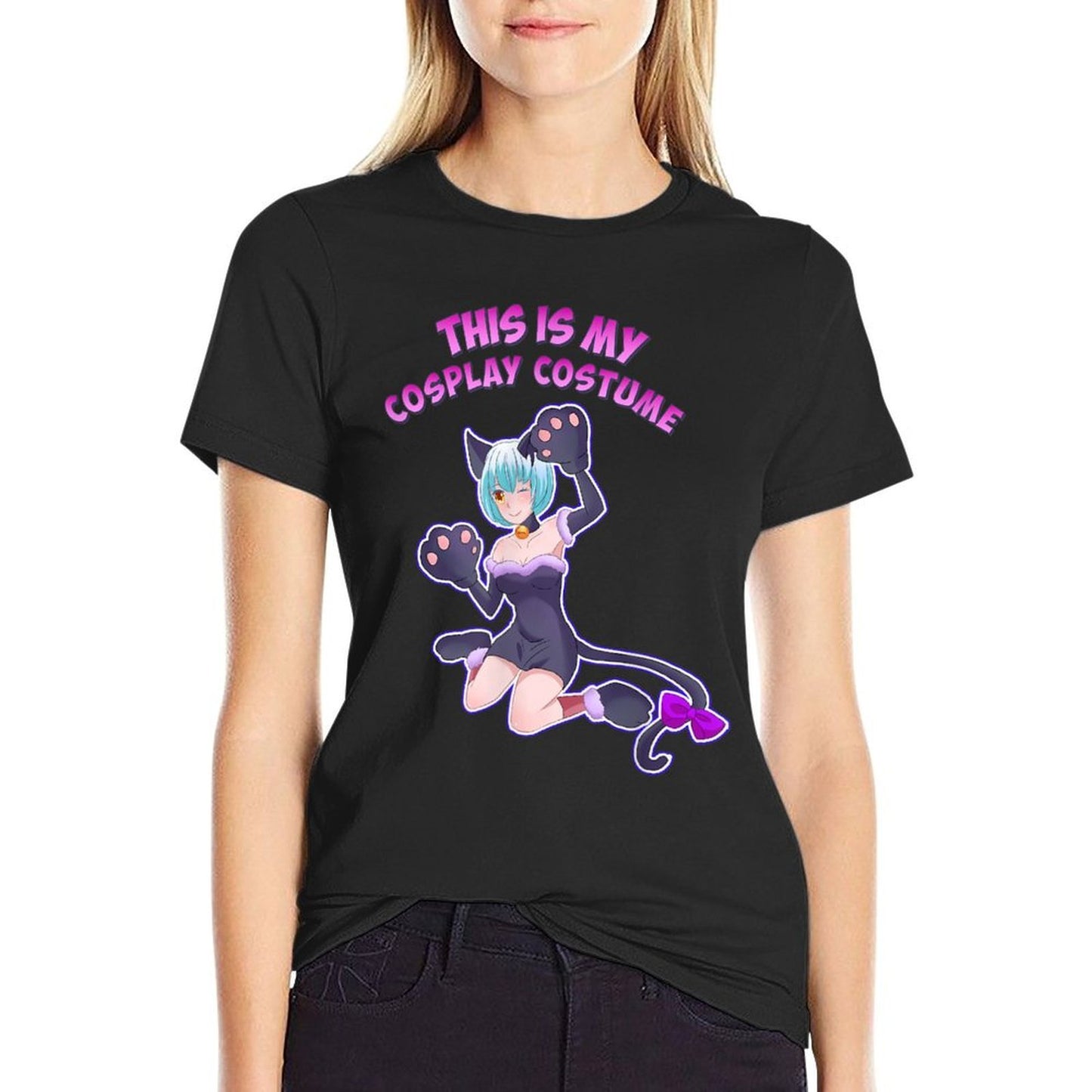 Anime Cosplay Costume Kawaii Otaku Convention Catgirl Gift  Durable T-Shirt
