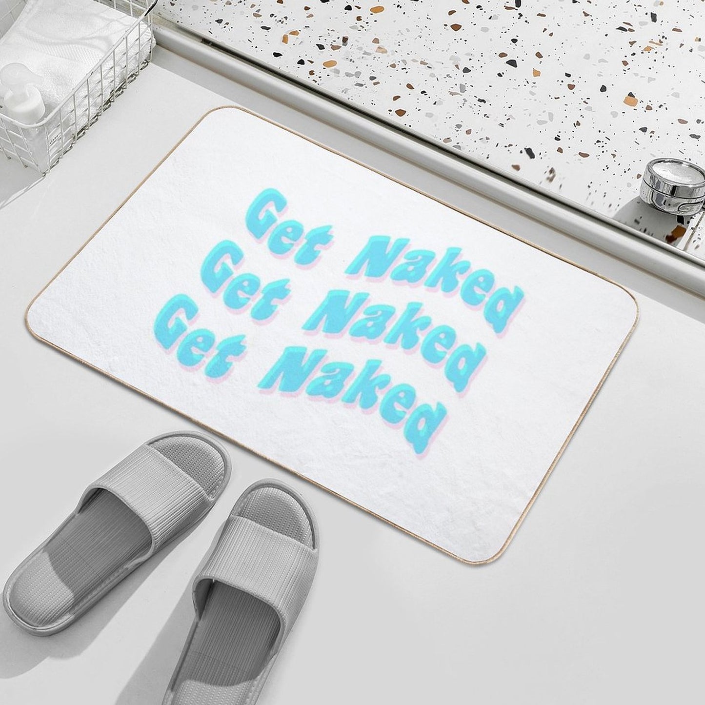 Get Naked - Blue And Pink  Long-Lasting Bath Mat