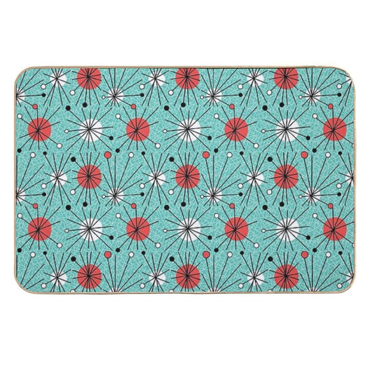 Mid Century Aqua Orange Durable Bath Mat