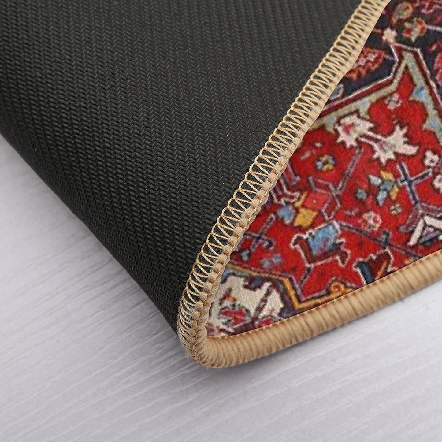 Persia Heriz 19th Century Authentic Colorful Picture of A Blue Red And Cream Rug  Versatile Bath Mat