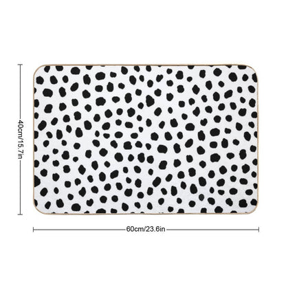 Black And White Dalmatian Dots  Non-Slip Bath Mat