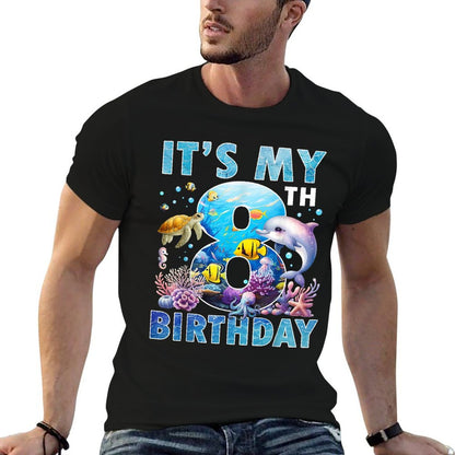 It’s My 8th Birthday Ocean 8 Years Old Sea Aquarium Birthday  Lightweight T-Shirt