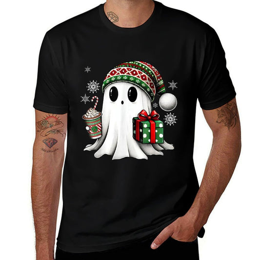 Christmas Cute Ghost Drink Coffee Funny Christmas Ghost  Odor-resistant T-Shirt
