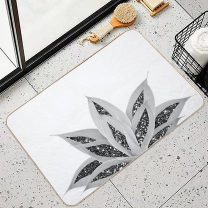 Gray Agave with Black Silver Glam #1 (Photo of Glitter Only - Not Reflective)  Slip-Resistant Bath Mat