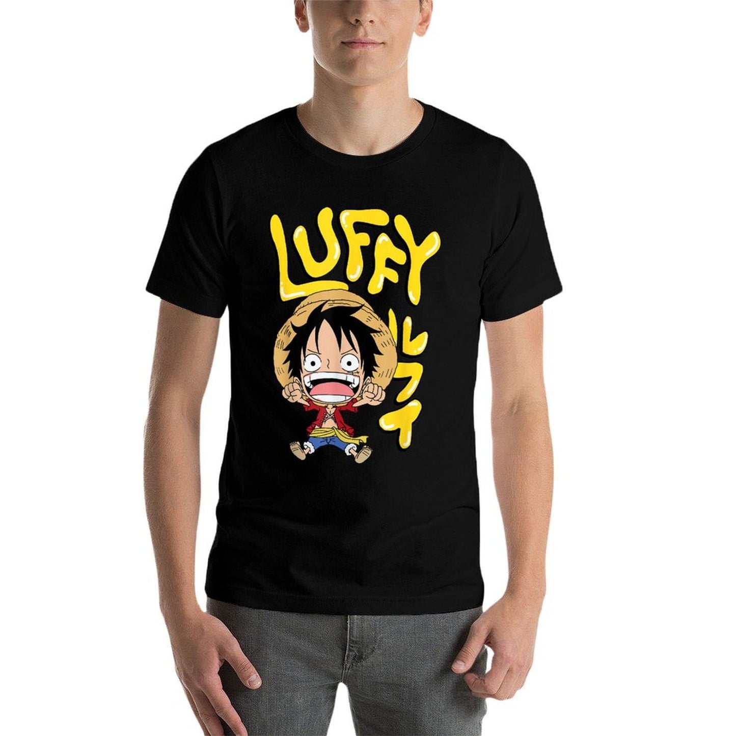 One Piece Anime Luffy Chibi with Bubble Letters  Easy-care T-Shirt