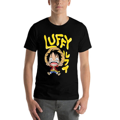 One Piece Anime Luffy Chibi with Bubble Letters  Easy-care T-Shirt
