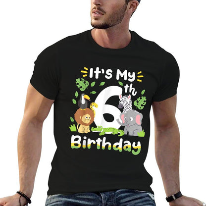 Jungle Safari 6th Birthday Zoo Animal Six Years Old Kids  Affordable Price T-Shirt