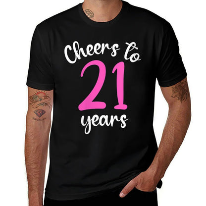 Womens 21st Birthday Cheers To 21 Years Pink 21st Birthday  Moisture-wicking T-Shirt