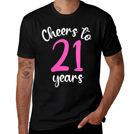 Womens 21st Birthday Cheers To 21 Years Pink 21st Birthday  Moisture-wicking T-Shirt