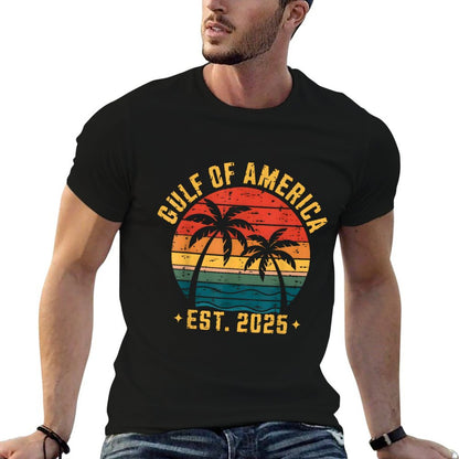 Retro Gulf Of USA America Est 2025 American Flag Wrinkle-resistant T-Shirt