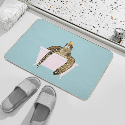 Sea Turtle in Bathtub  Eco-Friendly Bath Mat
