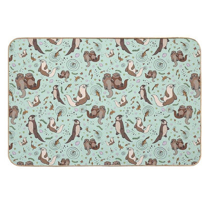 Otters in Blue  Repositionable Bath Mat