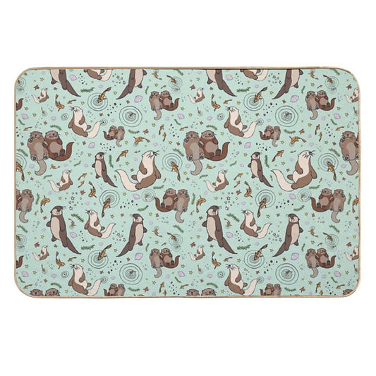 Otters in Blue  Repositionable Bath Mat