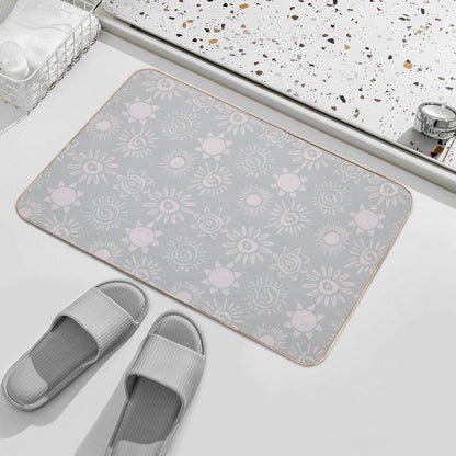 Magical Sun Bohemian Dreamy Aesthetic In Muted Colors Grayish Blue  Stain-Proof Bath Mat