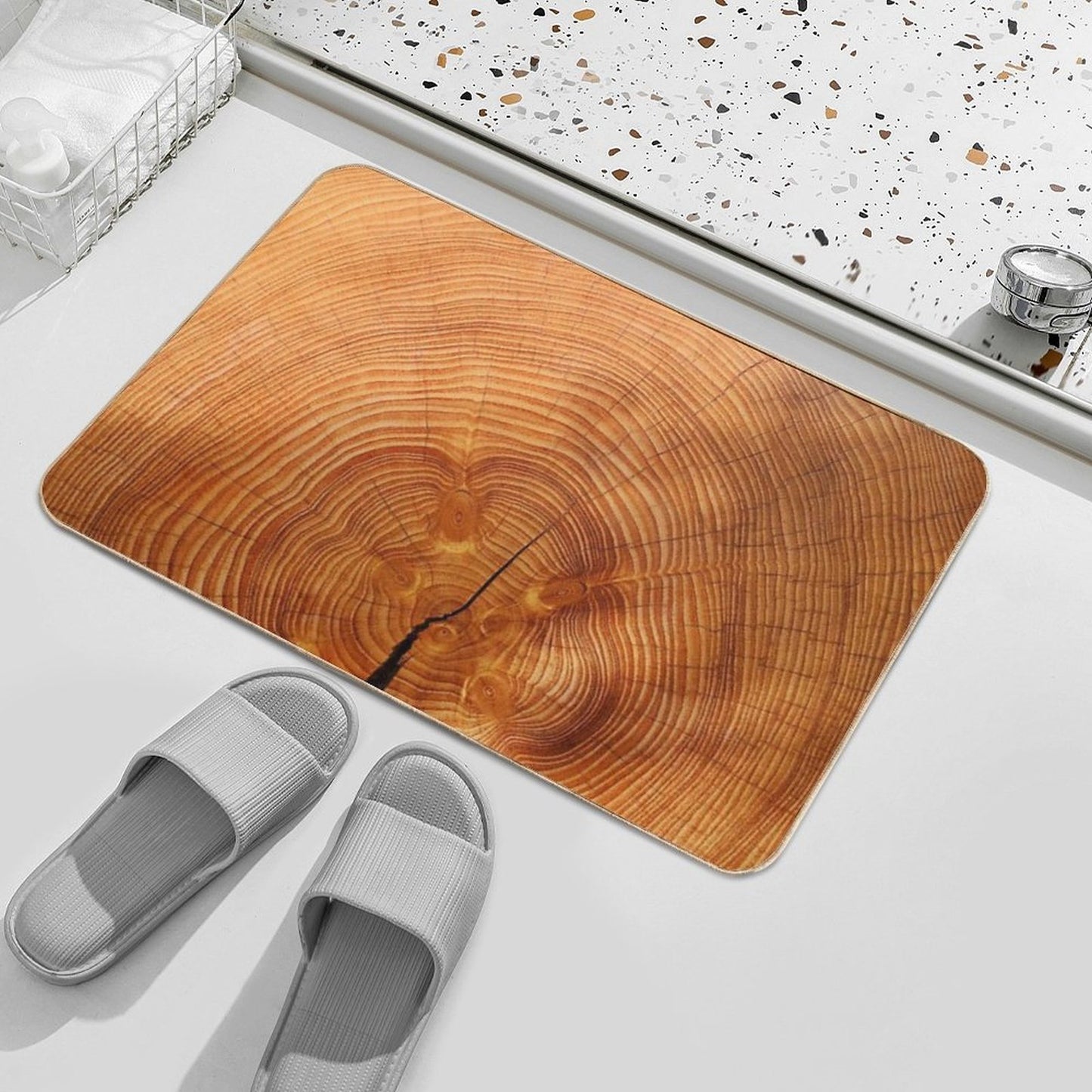 WOOD CUT  Stain-Proof Bath Mat