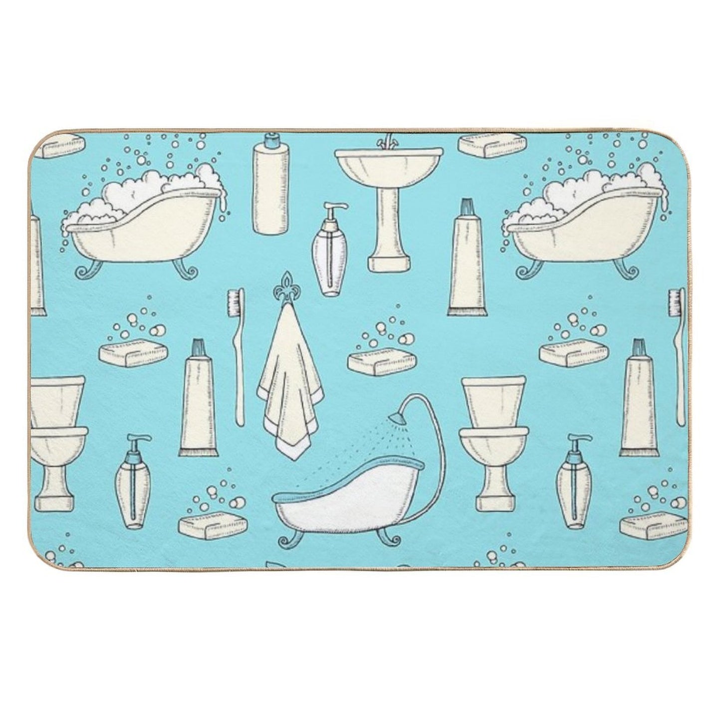 Retro Bathroom  Easy Maintenance Bath Mat