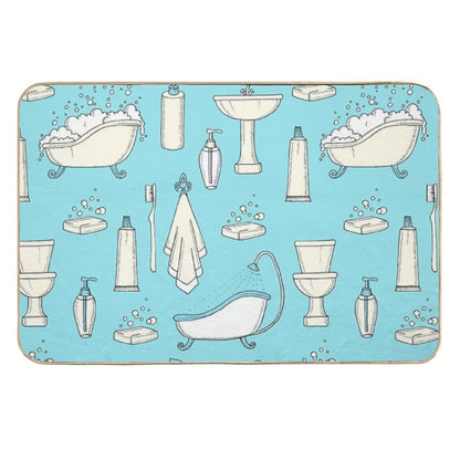 Retro Bathroom  Easy Maintenance Bath Mat