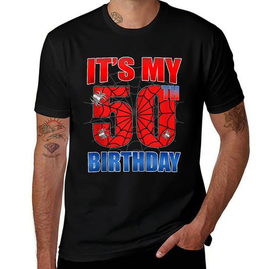 Spider Web 50 Years Old It's My 50th Birthday Boy Party  Oversized Silhouette T-Shirt