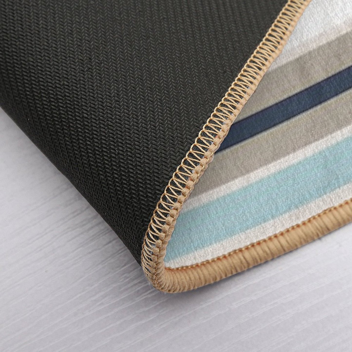 Line Art Neutral Light Blue  Multi-Purpose Bath Mat