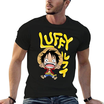 One Piece Anime Luffy Chibi with Bubble Letters  Easy-care T-Shirt