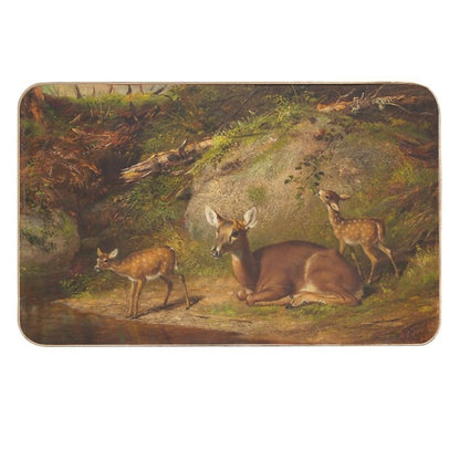 Arthur Fitzwilliam Tait - Doe And Two Fawns  Long-Lasting Bath Mat