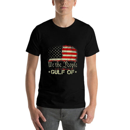 Gulf of USA America Funny Gulf of Mexico USA Flag Map July 4 Heathered Texture T-Shirt