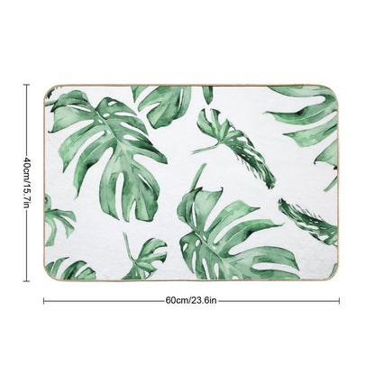 Monstera Pattern Green Durable Bath Mat