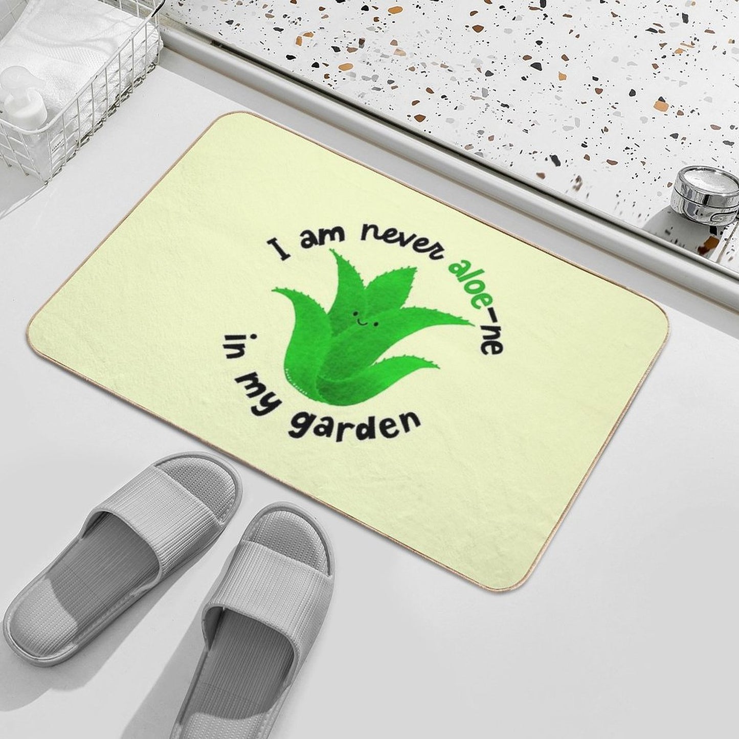 I Am Never Aloe Ne in My Garden - Punny Garden  Toxin-Free Bath Mat