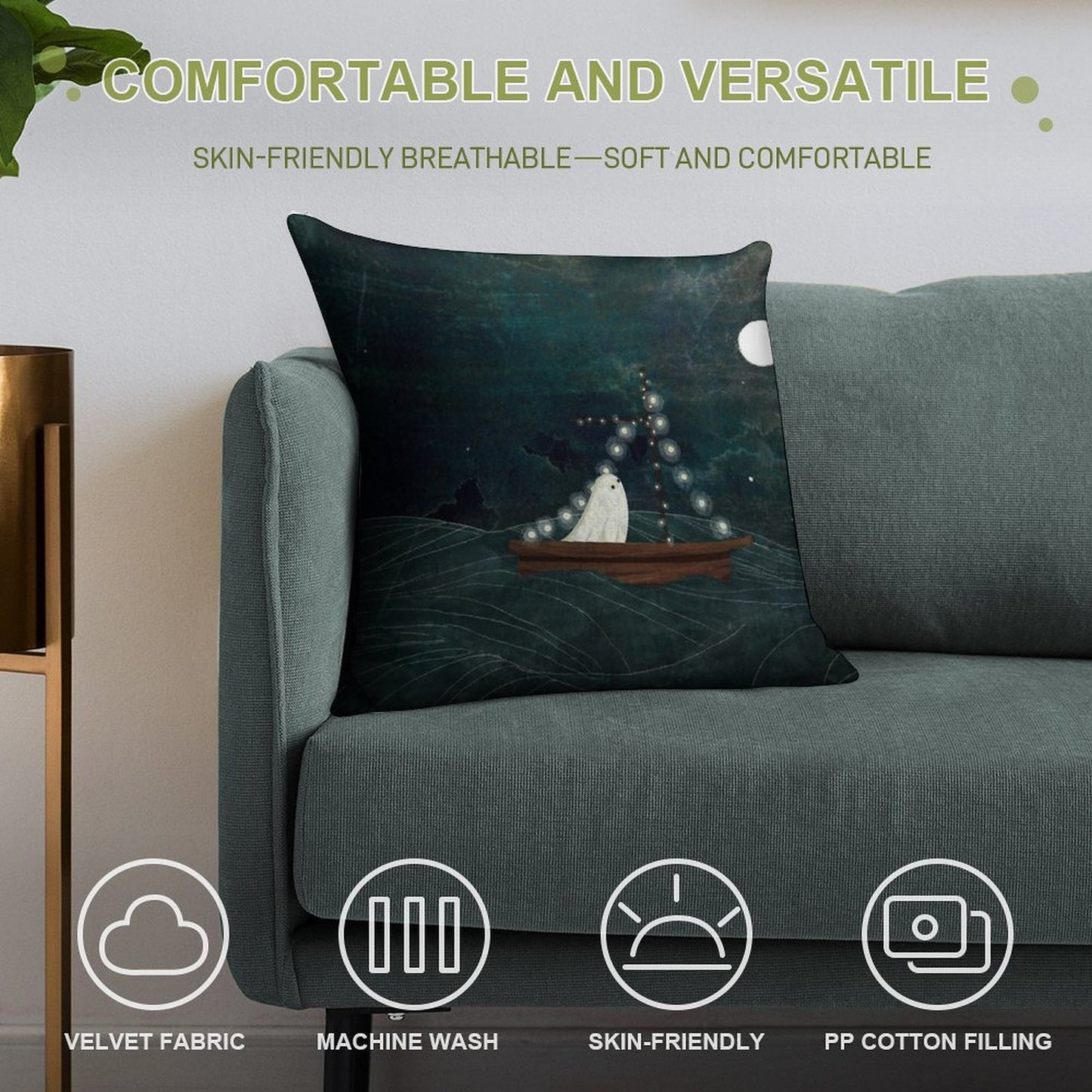 Ghost Boat Ride Soft Luxury Feel Throw Pillow