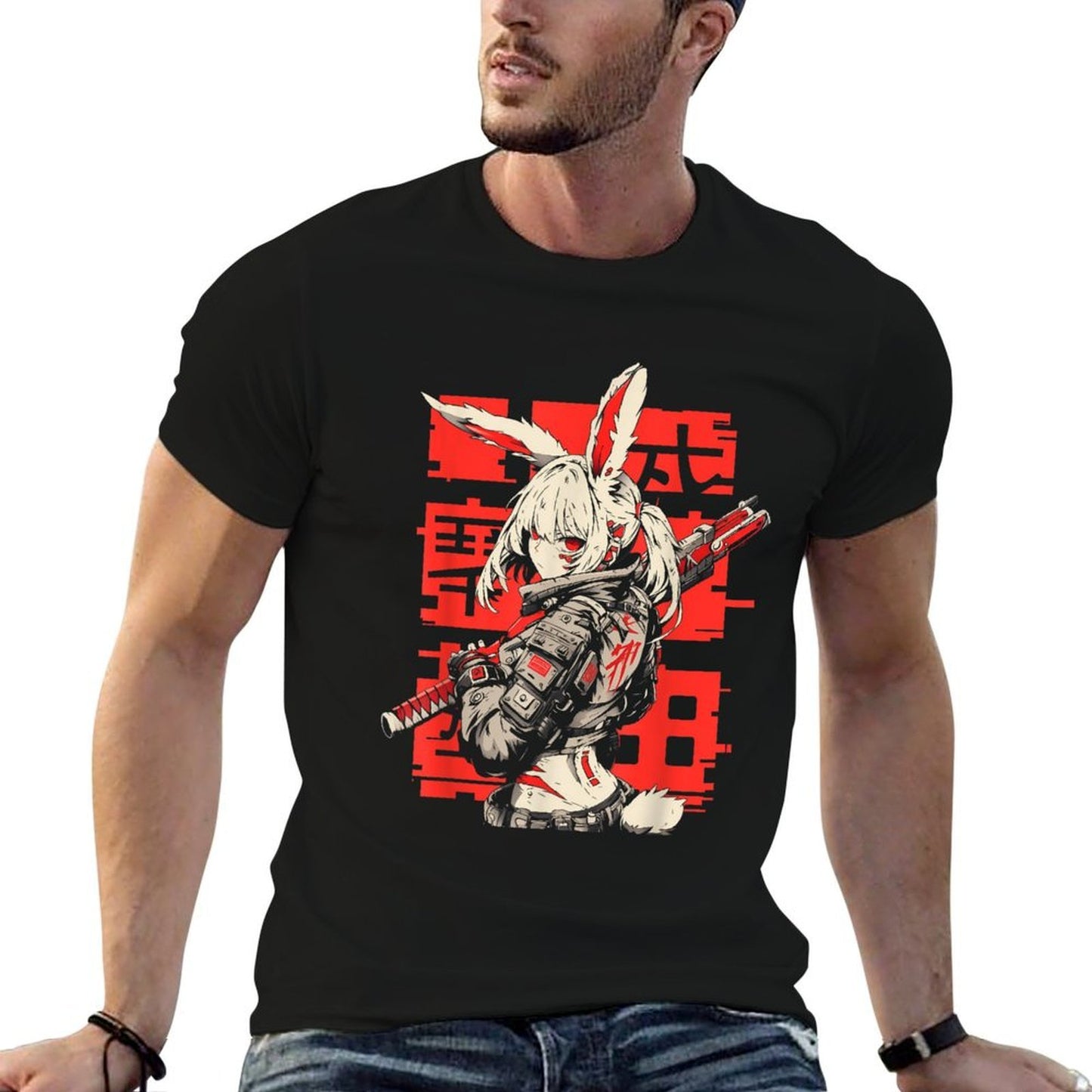 Anime Manga Cyberpunk Aesthetic Techwear Harajuku Bunny Girl  Odor-resistant T-Shirt