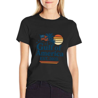 Gulf of US Patriotic Vintage America Design Polyester Blend T-Shirt