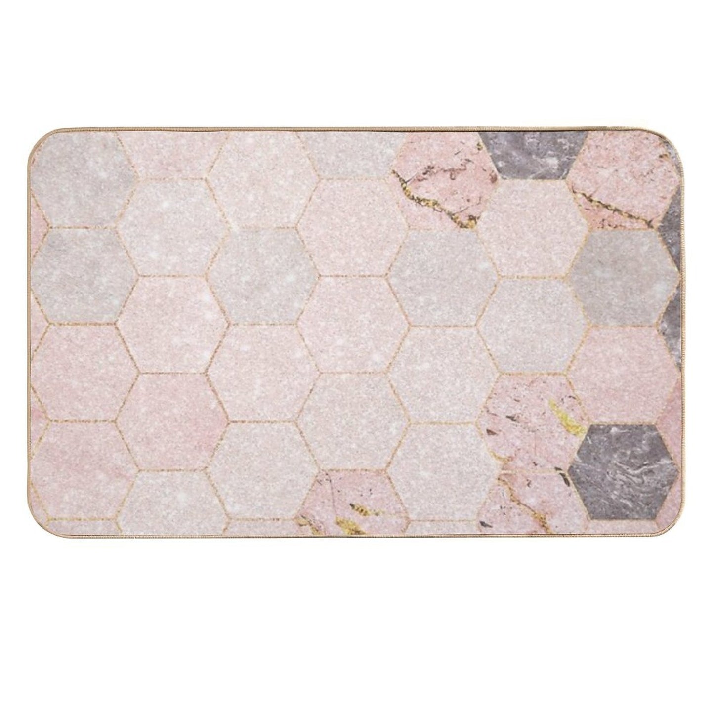 Pink Sparkling Marble Pattern Durable Bath Mat