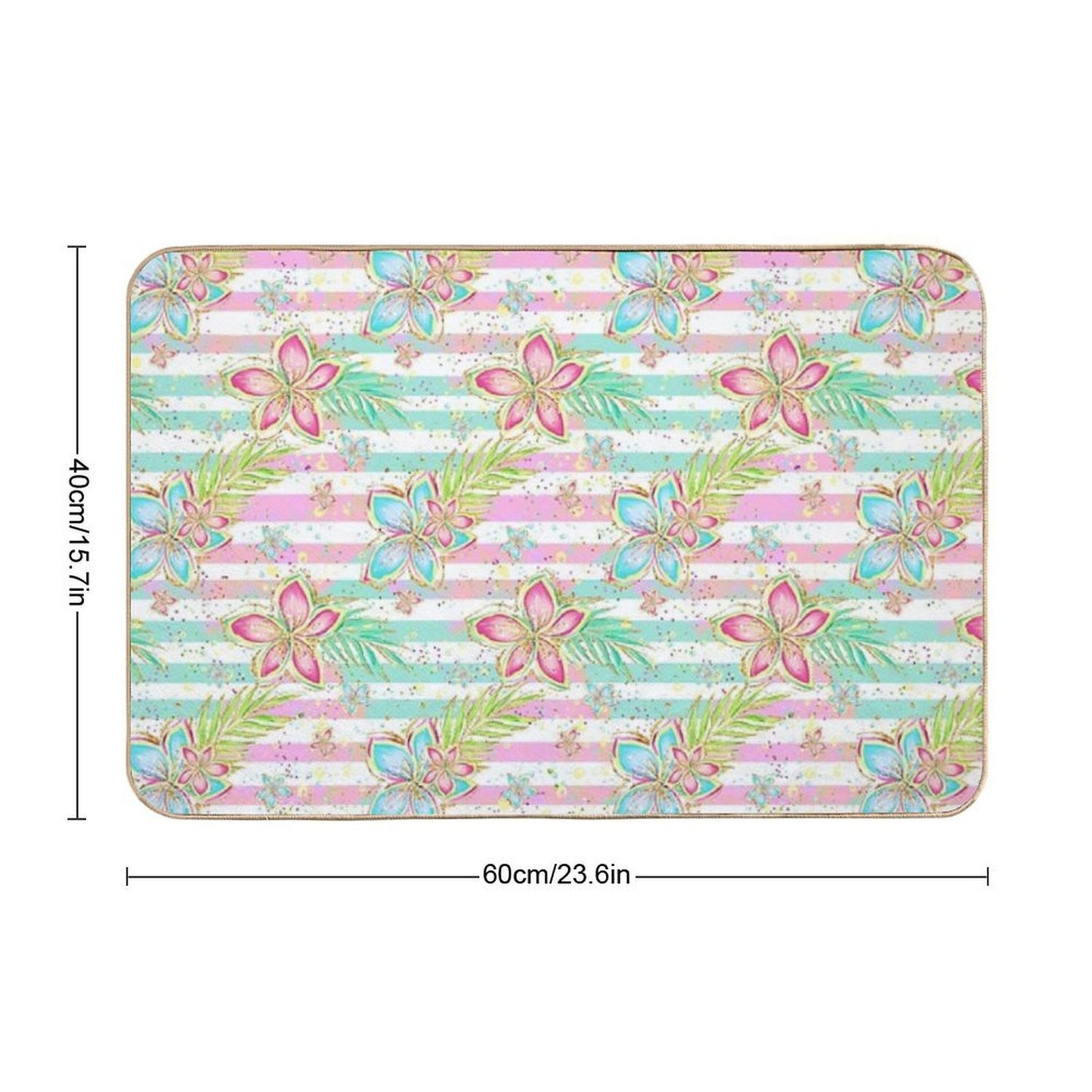Hibiscus Flowers  Absorbent Bath Mat