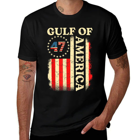 Gulf Of USA America Shirt Gulf Of USA Flag America Men Women Fade-proof Color T-Shirt