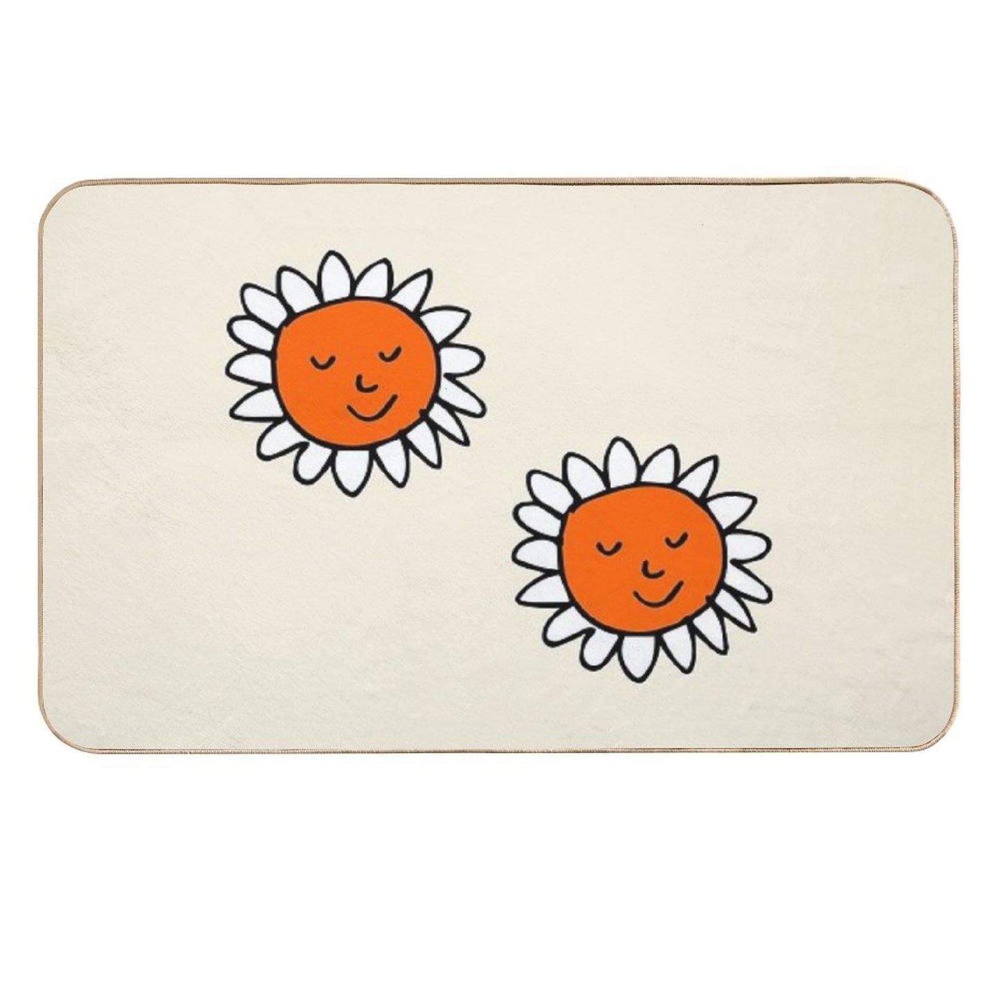 Spring Cat Sun Flower Beige  Stain-Proof Bath Mat