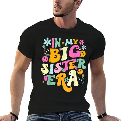 Groovy In My Big Sister Era Birthday Baby Reveal Est 2024  Cotton T-Shirt