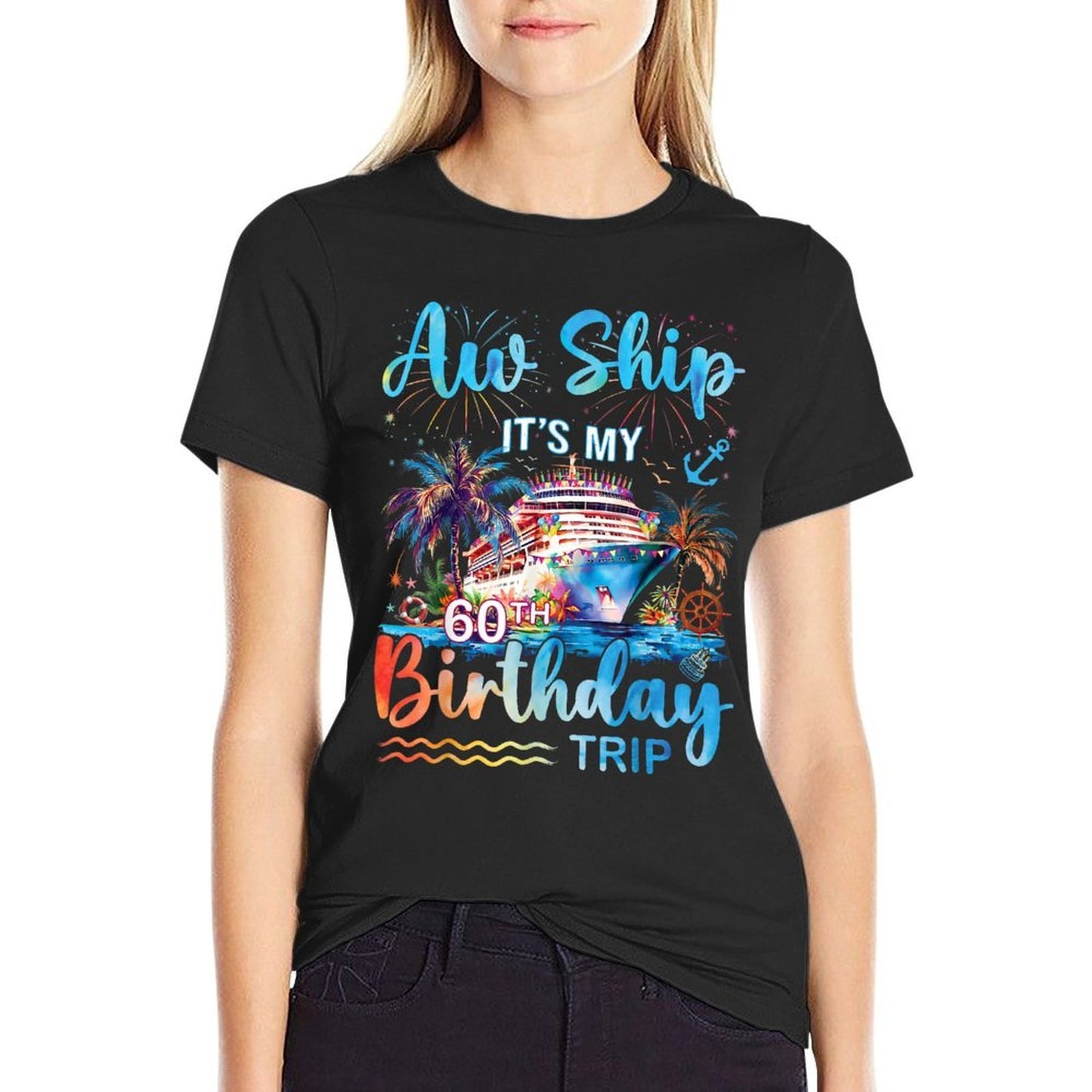 Aw Ship It's My 60th Birthday Cruise Trip Vacation Party  Vintage-inspired T-Shirt