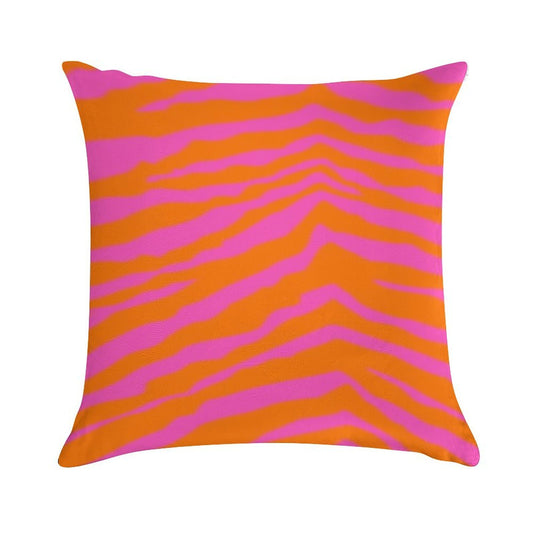 Pink And Orange Zebra Print Soft High-Density Material Throw Pillow