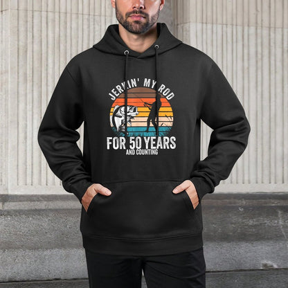 50th Birthday Gift for Fisherman Men Funny Fishing 50 Bday Kangaroo Pocket Hoodie